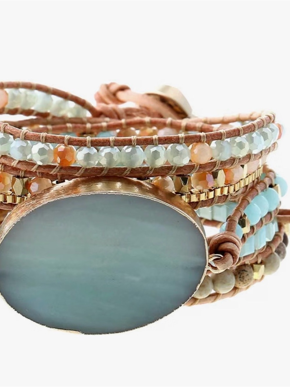 Boho Natural Stone Multi-Strand Beaded Wrap Bracelet